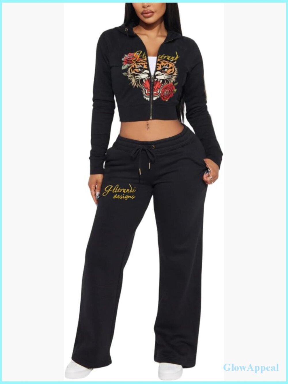 Cropped Hoodie & Sweatpants Set - 2 Piece Tracksuit